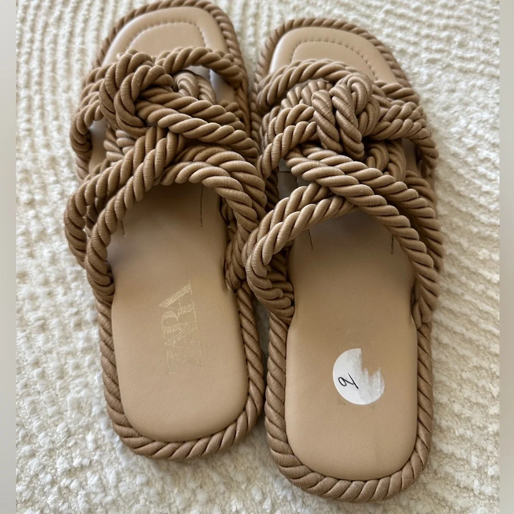 Zara Women's Tan Rope Sandals Size 40 - Picture 12 of 12